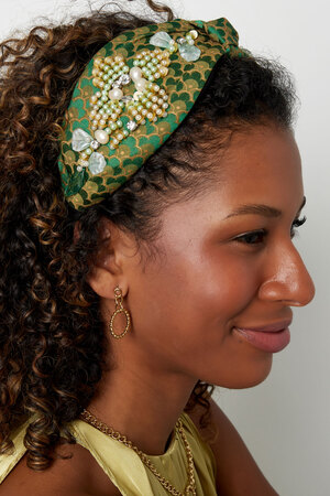Headband floral print with pearls - blue Nylon h5 Picture3